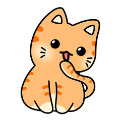 Cute Orange Cat, Doodle, Illustration
