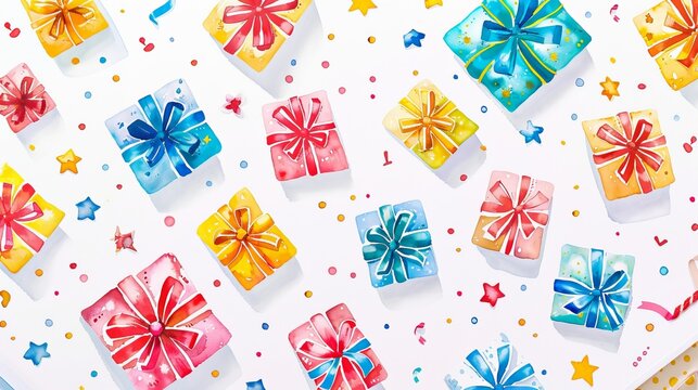 Colorful wrapped gift boxes pattern