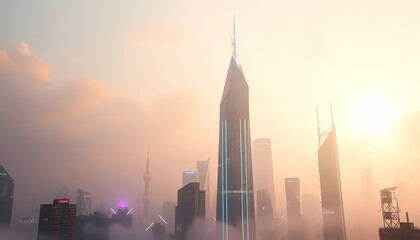 Obraz premium city skyline at sunset