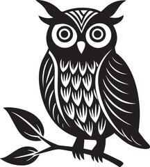 an owl perched on a tree branch with intricate.