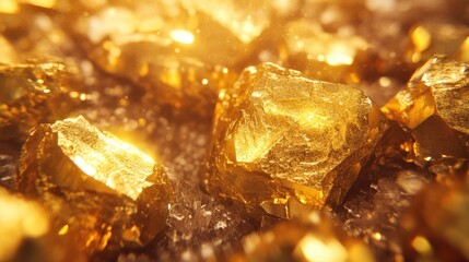 Closeup of Glittering Gold Nuggets