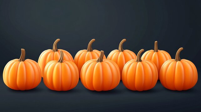 3D realistic set of pumpkins designed for Halloween and autumn sale banners Detailed vector illustration suitable for seasonal promotions - Powered by Adobe