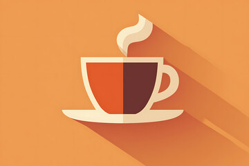 Obraz premium An icon of a steaming hot coffee cup with visible steam rising, representing warmth and comfort.