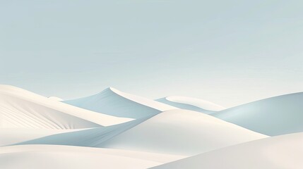 Serene desert with minimalist dunes subtle gradients and a calm monochromatic sky