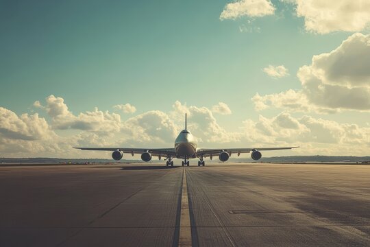 This image shows a large cargo aircraft on the busy runway, clearly highlighting the vital and essential role that aviation plays in global logistics as well as air transport services worldwide