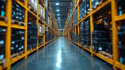 Modern warehouse showcasing machine learning algorithms at work for efficient inventory management