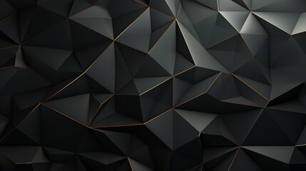 Fototapeta premium Dark Black Geometry Gold-Lined Polygonal Design