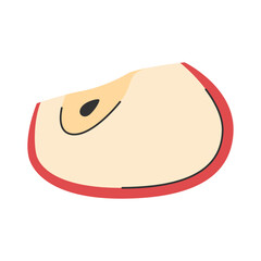 Hand drawn apple slice in doodle style. Summer juicy fruit. Apple quarter