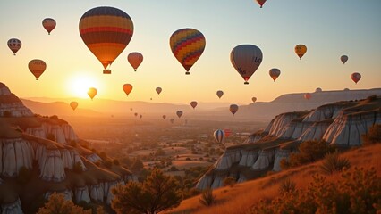 Obraz premium hot air balloon at sunset