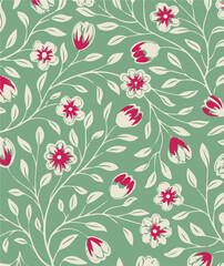 Flowers seamless pattern. vector illustration. Abstract flowers, floral vector with leaves