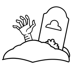 Skeleton Hand Emerging from Grave – Vector Art