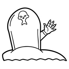 Skeleton Hand Emerging from Grave – Vector Art