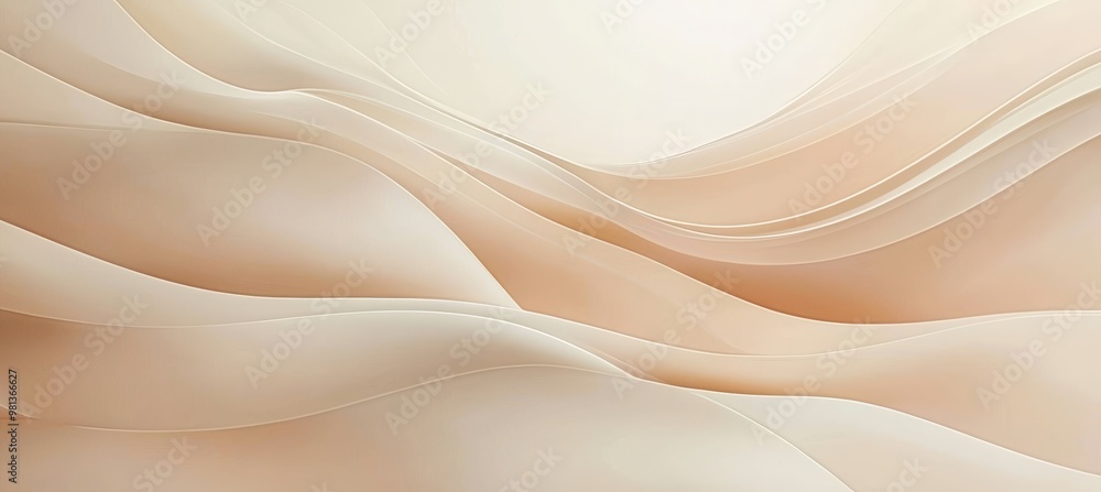 Poster minimalist abstract background with smooth curved lines in soft neutral beige and cream tones