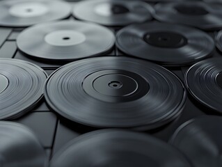 Monochromatic Vinyl Record Textures in 3D Rendered
