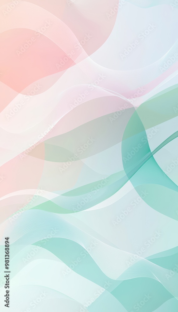 Poster minimalist abstract background with overlapping pastel waves for wellness and calm design