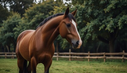 Obraz premium Majestic Brown Horse in Natural Setting