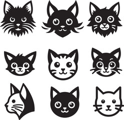 Fototapeta premium Cat head silhouette vector art .