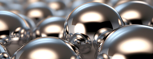Glossy chrome bubbles with ultra reflective surfaces background