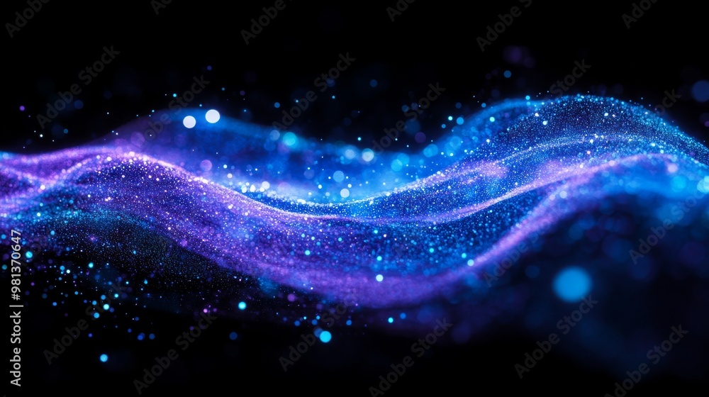 Poster glowing particles flow in a mesmerizing stream, creating a sense of motion and ethereal beauty. the 