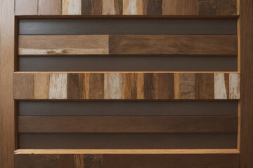 wood shelf with shelves, background wood texture with paneling and paint in between each one