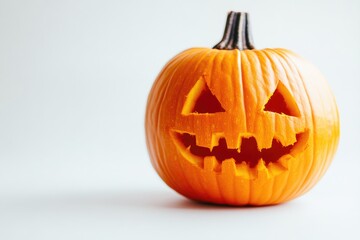 Fototapeta premium Artfully Carved Jack-O'-Lantern on a Pure White Background