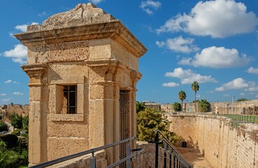 Fragment of the old fortress wall in Acre, Akko, Israel