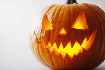 Fototapeta premium Halloween Pumpkin Carving with Glowing Light