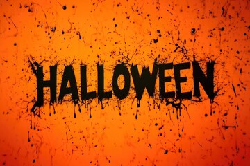 Spooky Halloween Text on Fiery Orange with Haunted Pumpkin Silhouettes