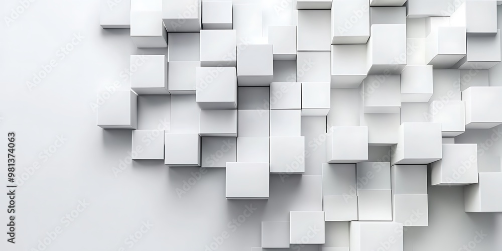 Poster random movedfading out white cube boxes block background wallpaper banner with copy space