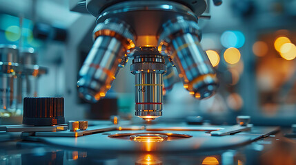 Microscope in Medical Research Laboratory [created with generative AI technology]