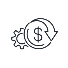 Cost Reduction. Cheap prices shopping, buy by discount. Vector linear icons isolated on white background.