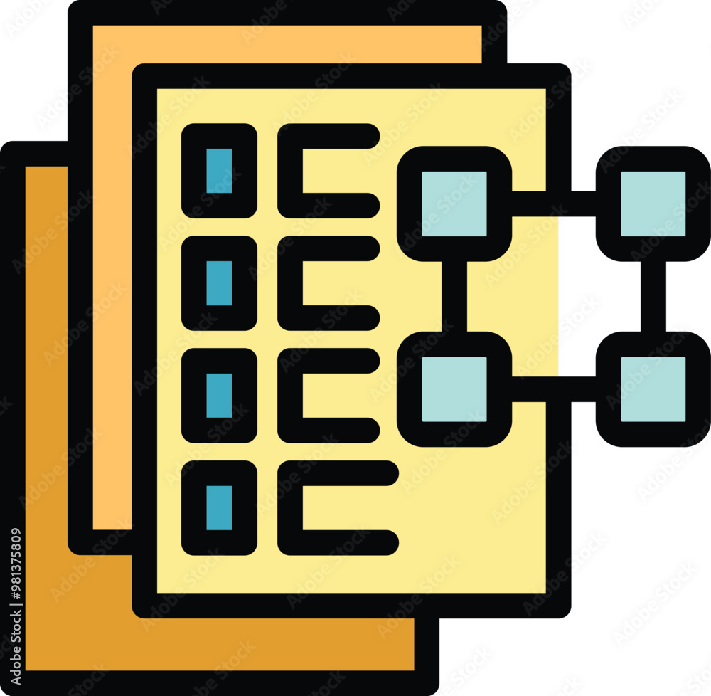Poster this icon represents the concept of data integration, showing different sources being combined