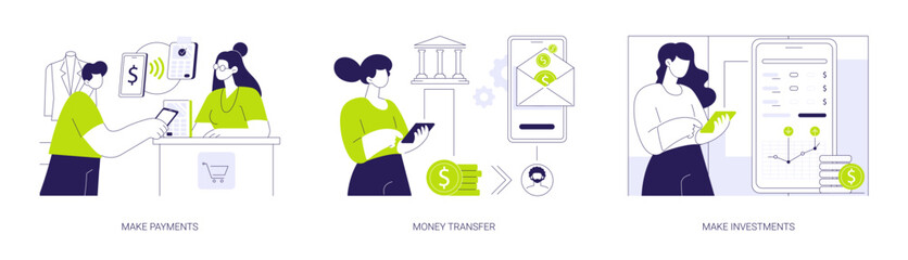 Banking app abstract concept vector illustrations.