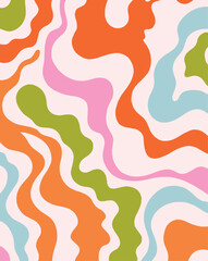 Retro 70s wavy psychedelic abstract background	