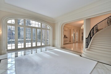 Obraz premium White mansion chateau house interior photography backdrop resource. Luxury living.