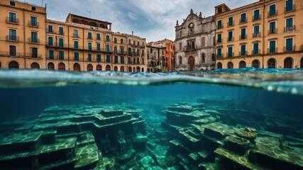 Atlantis’s submerged cityscape captures the essence of a grand civilization long lost to the depths