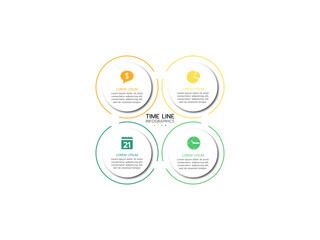 Business circle infographic template. timeline infographic with 4 icons designed for abstract background template.