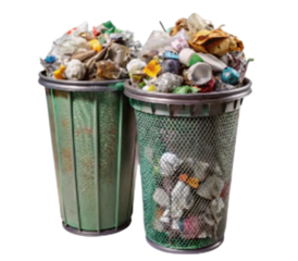 Overflowing trash can illustrating excessive waste generation
