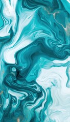 Obraz premium Abstract Fluid Marble Pattern in Turquoise and Teal Hues for High-End Branding or Wellness Products
