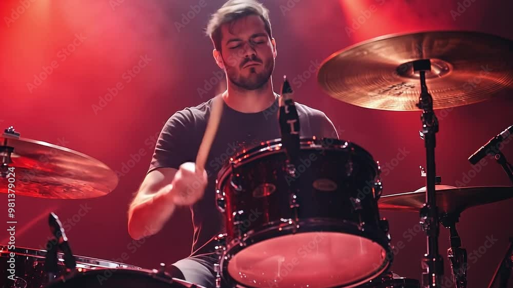 Poster this drummer delivers an electrifying performance surrounded by colorful lights.