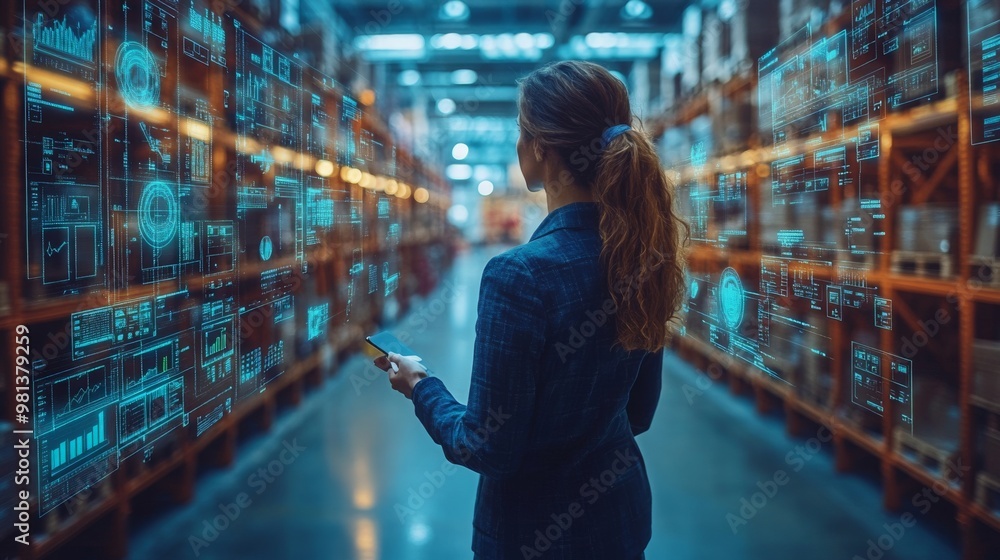 Poster analyzing data insights in a modern warehouse environment using advanced analytics tools