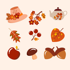 Cute Autumn set illustration for decoration 