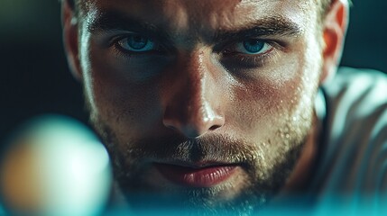 player focused on the ball during a table tennis match demonstrating concentration and precision in a fast-paced and competitive game with skillful movement and quick reaction times