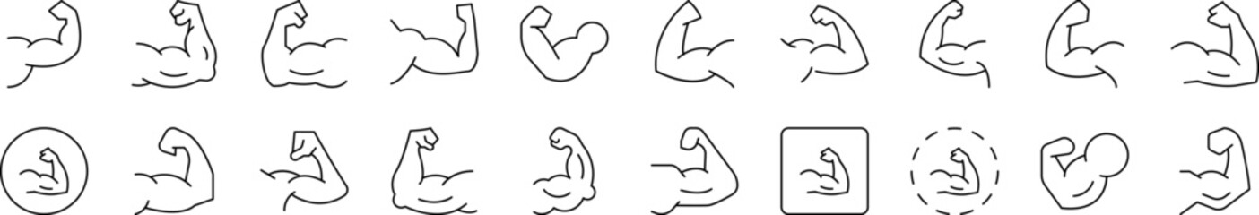 Muscles Bundle of Thin Icons. Editable Stroke. Suitable for Web Sites, Books, Cards, Apps