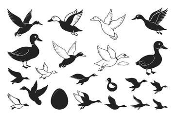 Flying Ducks SVG Bundle, Duck Vector File, Mallard Silhouette File, Duck Hunting, Duck Call Svg, Duck Hunter SVG