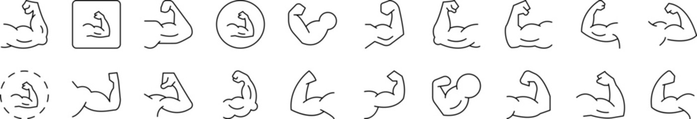 Muscles Related Icon Set. Editable Stroke. Suitable for Web Sites, Books, Cards, Apps