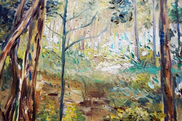brush stroke painting  landscape  oil color background	