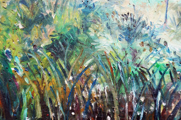 hand painted original impressionism brush stroke painting  landscape  oil color background  © Kwang Gallery