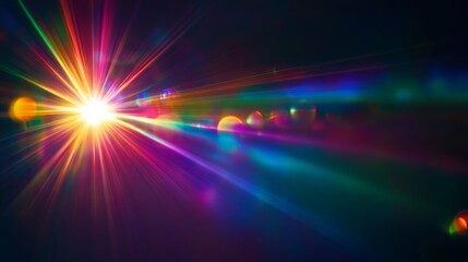A stunning display of light refracts through a prism, creating a vibrant spectrum against a solid black backdrop, enhancing the colors' brilliance and depth