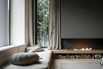 A large living room with a white couch and a white coffee table